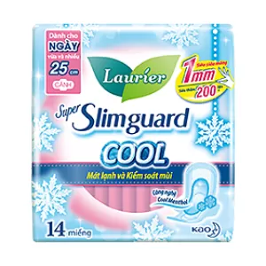Băng vệ sinh Laurier Super Slimguard Cool mát lạnh & kiểm soát mùi 25cm (14 miếng/gói)