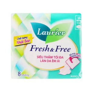 Băng vệ sinh Laurier Fresh and Free siêu thấm siêu mỏng cánh (8 miếng/gói)