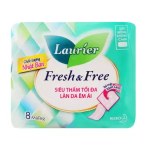 Băng vệ sinh Laurier Fresh and Free siêu thấm siêu mỏng không cánh (8 miếng/gói)