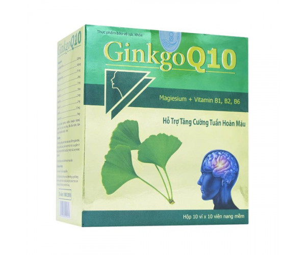 Viên uống tăng cường tuần hoàn máu Ginkgo Q10 IsoPharco (10 vỉ x 10 viên/hộp)