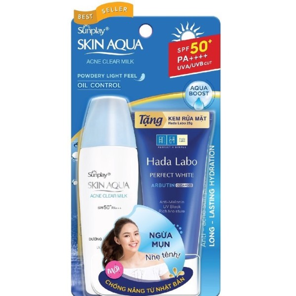 Kem chống nắng dưỡng da ngừa mụn Sunplay Skin aqua Acne Clear Milk (25g) 