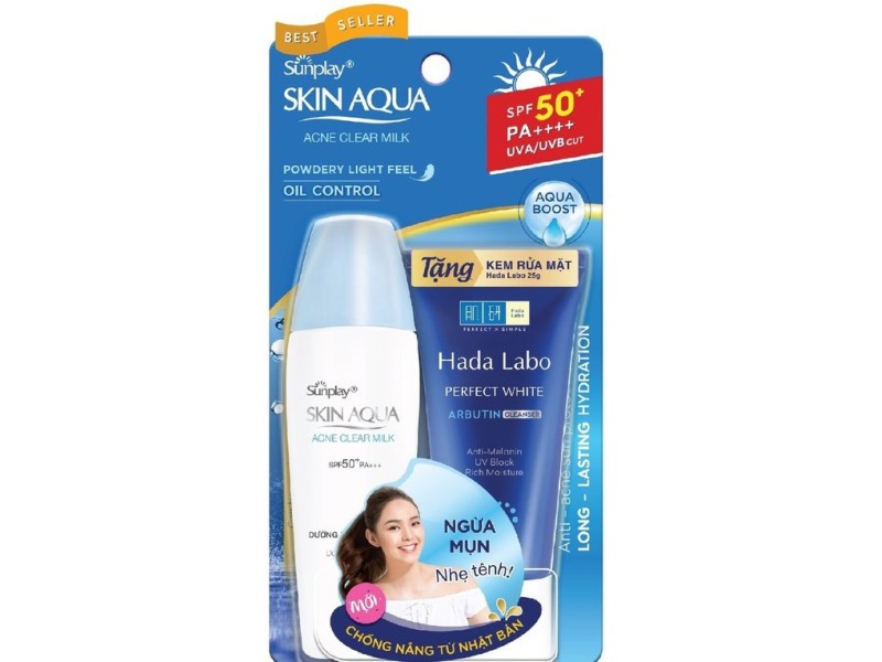Kem chống nắng dưỡng da ngừa mụn Sunplay Skin aqua Acne Clear Milk (25g) 