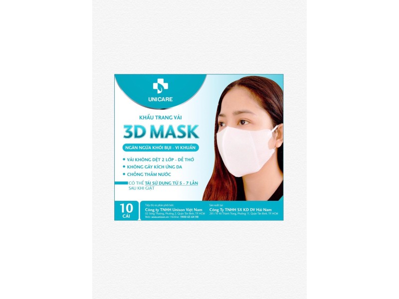 Khẩu trang vải  3D Mask Unicare (10 cái/gói)