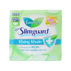 Băng vệ sinh Laurier Super Slimguard kháng khuẩn siêu siêu mỏng có cánh (16 miếng/gói)
