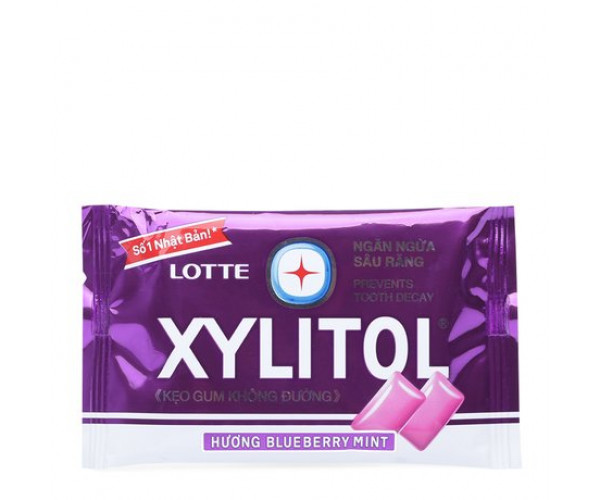 Kẹo gum không đường ngăn ngừa sâu răng hương nho bạc hà Lotte Xylitol (11.6g/vỉ)