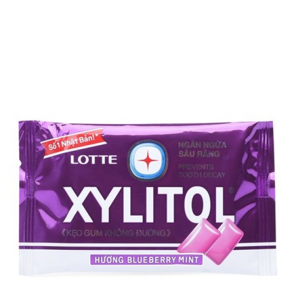 Kẹo gum không đường ngăn ngừa sâu răng hương nho bạc hà Lotte Xylitol (11.6g/vỉ)