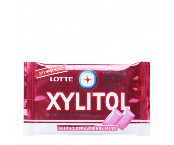 Kẹo gum không đường ngăn ngừa sâu răng hương dâu bạc hà Lotte Xylitol (11.6g)