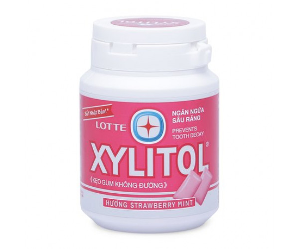Kẹo gum không đường ngăn ngừa sâu răng hương dâu bạc hà Lotte Xylitol (58g)