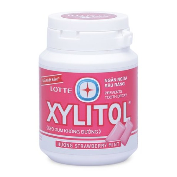 Kẹo gum không đường ngăn ngừa sâu răng hương dâu bạc hà Lotte Xylitol (58g)