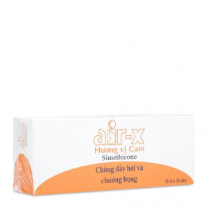 Thuốc trị đầy hơi, khó tiêu Air-X 80mg hương cam (10 vỉ x 10 viên/hộp)
