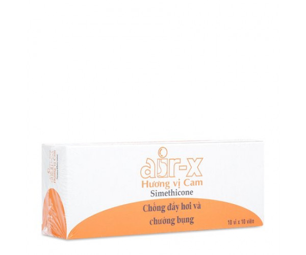Thuốc trị đầy hơi, khó tiêu Air-X 80mg hương cam (10 vỉ x 10 viên/hộp)