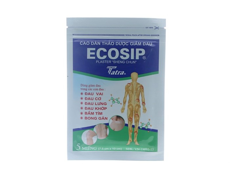 Cao dán thảo dược giảm đau Ecosip (20 gói x 5 miếng/hộp)