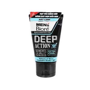 Sữa rửa mặt tác động kép sạch sâu cực mát lạnh cho nam Men's Biore Deep Action Extra Cool (100g)