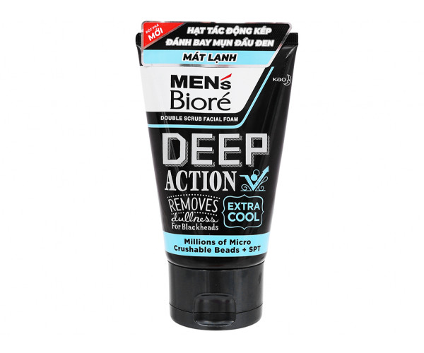 Sữa rửa mặt tác động kép sạch sâu cực mát lạnh cho nam Men's Biore Deep Action Extra Cool (100g)