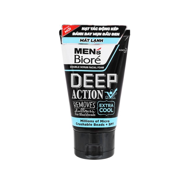 Sữa rửa mặt tác động kép sạch sâu cực mát lạnh cho nam Men's Biore Deep Action Extra Cool (100g)