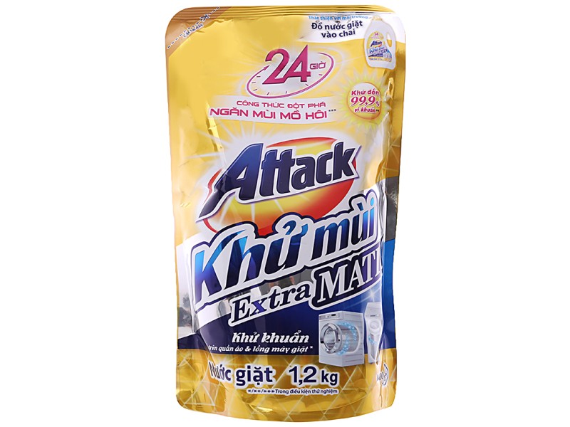 Nước giặt Attack Extra Matic ngăn mùi mồ hôi (1.1 lít/túi)