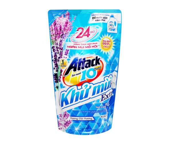Nước giặt Attack Extra khử mùi hương hoa oải hương (1.4 lít/túi)