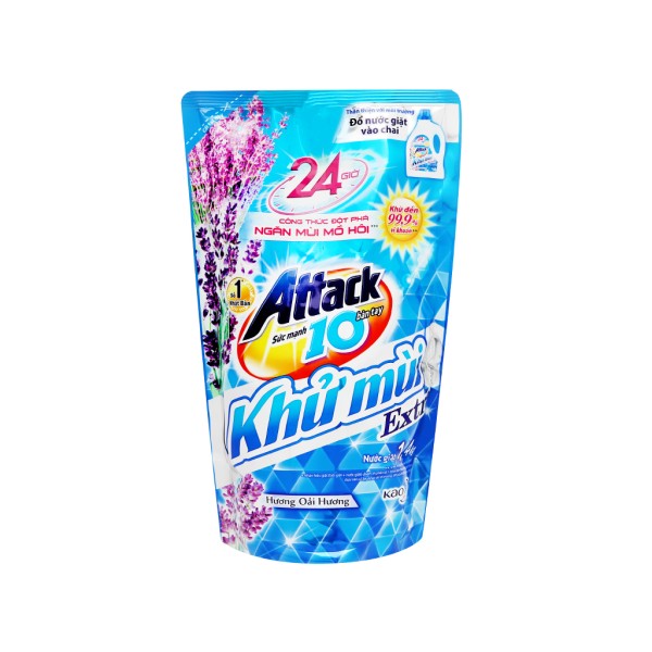 Nước giặt Attack Extra khử mùi hương hoa oải hương (1.4 lít/túi)