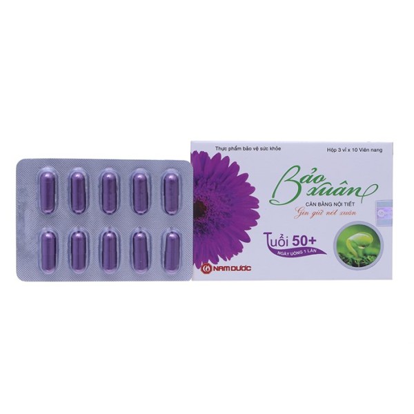 Viên uống cân bằng nội tiết tố nữ trong thời kì mãn kinh Bảo Xuân Tuổi 50+ (3 vỉ x 10 viên/hộp)