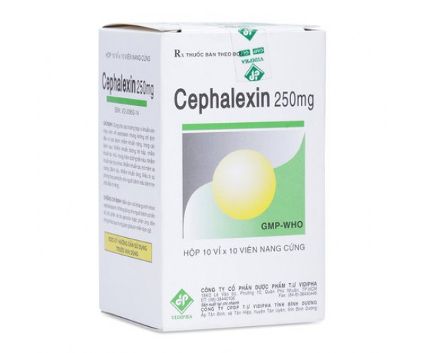 Thuốc kháng sinh Cephalexin Vidipha 250mg (10 vỉ x 10 viên/hộp)