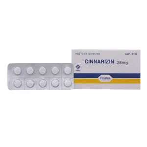 Cinnarizin Vidipha 25mg (10 vỉ x 10 viên/hộp)