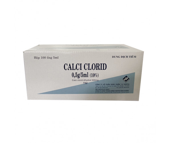 Dung dịch tiêm Calci Clorid 10% Vidipha 5ml (100 ống/hộp)
