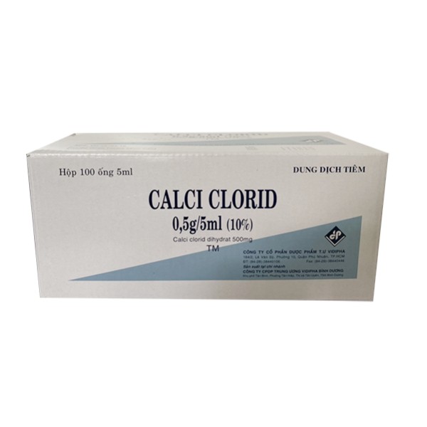 Dung dịch tiêm Calci Clorid 10% Vidipha 5ml (100 ống/hộp)