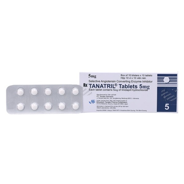 Thuốc điều trị cao huyết áp Tanatril Tablets 5mg (10 vỉ x 10 viên/hộp)