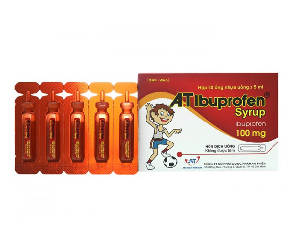 Siro giảm đau, hạ sốt A.T Ibubrofen 100mg (30 ống/hộp)
