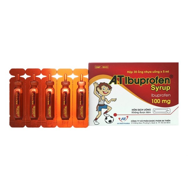 Siro giảm đau, hạ sốt A.T Ibubrofen 100mg (30 ống/hộp)