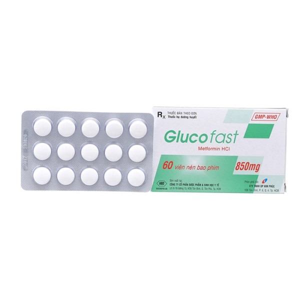 Thuốc trị bệnh tiểu đường Glucofast 850mg (4 vỉ x 15 viên/hộp)