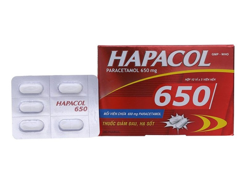 Thuốc giảm đau, hạ sốt Hapacol 650mg (10 vỉ x 5 viên/hộp)