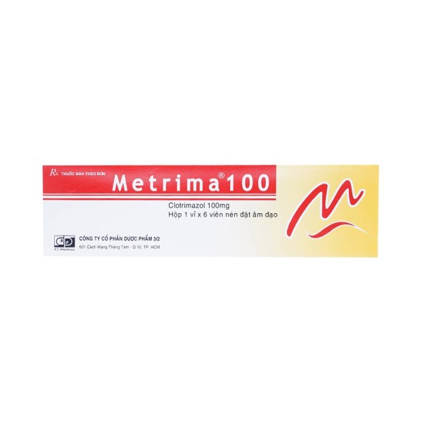 Viên đặt âm đạo trị nấm Metrima 100mg (6 viên/hộp)