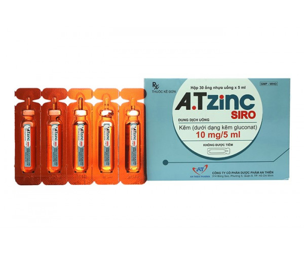 Dung dịch uống bổ sung kẽm A.T Zinc 5ml (30 ống/hộp)
