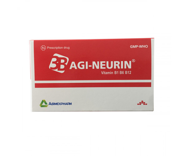 Thuốc bổ sung vitamin B1, B6, B12 Agi-Neurin (10 vỉ x 10 viên/hộp)
