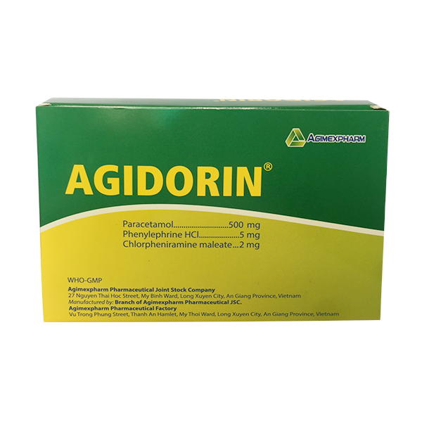 Thuốc trị cảm cúm Agidorin (25 vỉ x 4 viên/hộp)