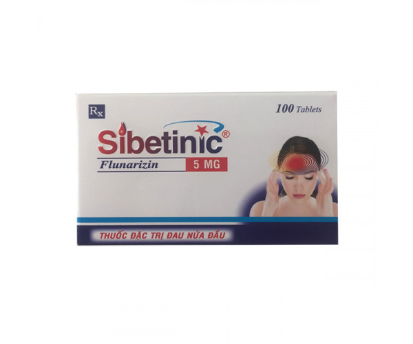 Thuốc điều trị đau nửa đầu Sibetinic 5mg (10 vỉ x 10 viên/hộp)