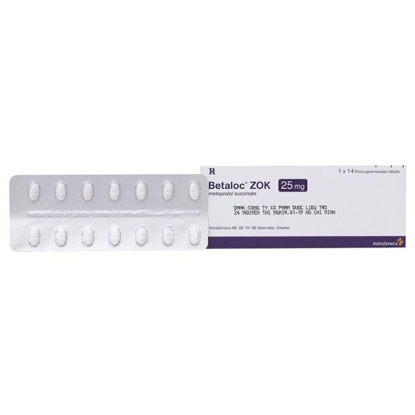Thuốc trị cao huyết áp, đau thắt ngực Betaloc Zok 25mg (14 viên/hộp)