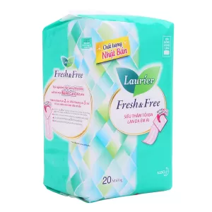 Băng vệ sinh Laurier Fresh &amp; Free siêu mỏng không cánh (20 miếng/gói)