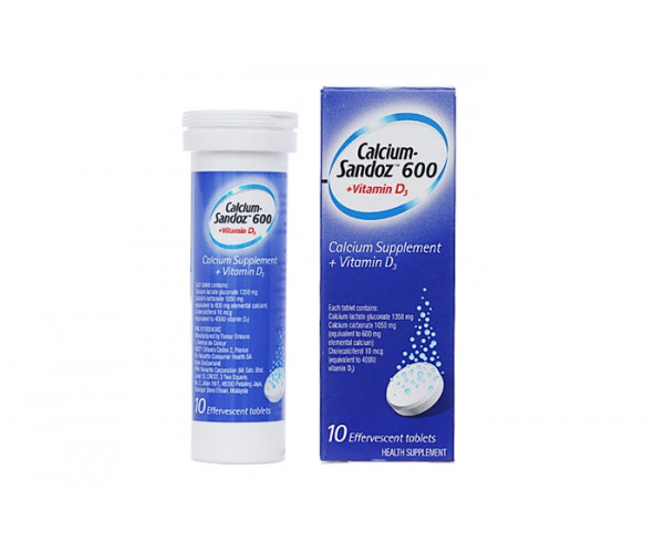 Viên sủi Calcium Sandoz 600 + Vitamin D3 (10 viên/tube)