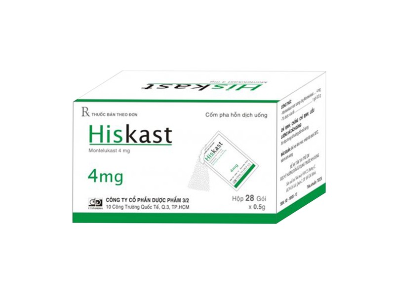Thuốc cốm trị hen Hiskast 4mg (28 gói/hộp)
