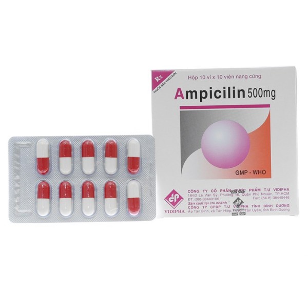 Thuốc kháng sinh Ampicillin 500mg Vidipha (20 vỉ x 10 viên/hộp)