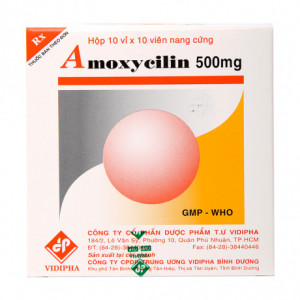 Thuốc kháng sinh Amoxycilin 500mg Vidpha (10 vỉ x 10 viên/hộp)