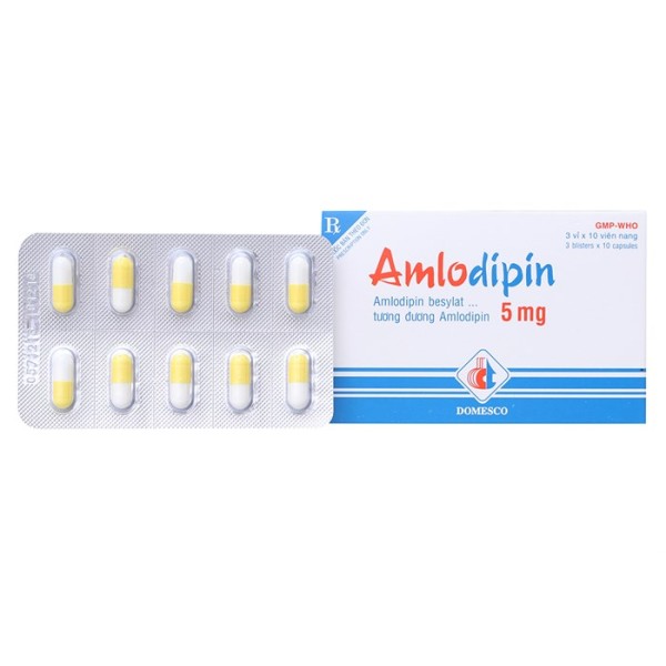 Thuốc trị cao huyết áp Amlodipin DMC 5mg (3 vỉ x 10 viên/hộp)