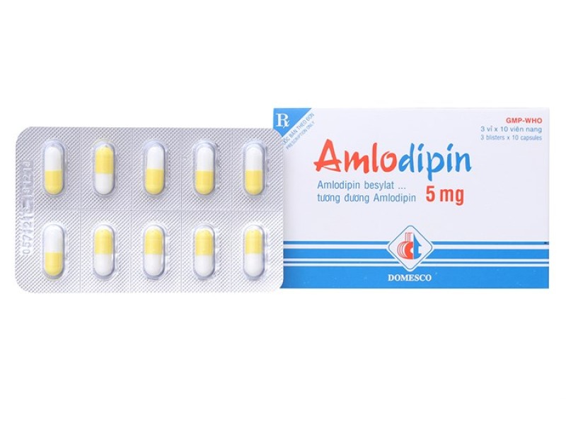 Thuốc trị cao huyết áp Amlodipin DMC 5mg (3 vỉ x 10 viên/hộp)
