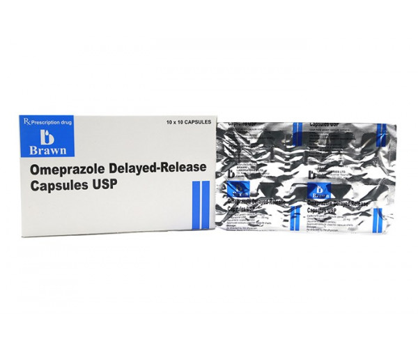 Thuốc trị loét dạ dày, tá tràng Omeprazole Delayed - Release 20mg (10 vỉ x 10 viên/hộp)