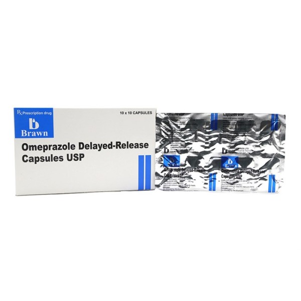 Thuốc trị loét dạ dày, tá tràng Omeprazole Delayed - Release 20mg (10 vỉ x 10 viên/hộp)