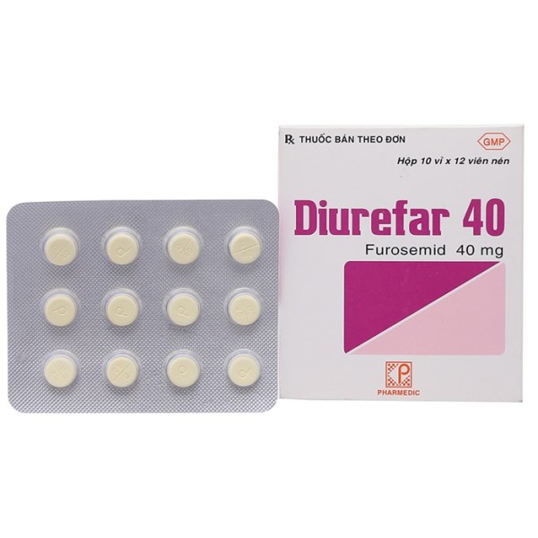 Thuốc lợi tiểu Diurefar 40mg (10 vỉ x 12 viên/hộp)