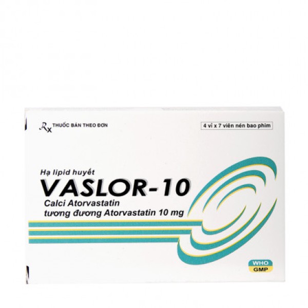 Thuốc điều trị mỡ máu Vaslor 10mg (4 vỉ x 7 viên/hộp)