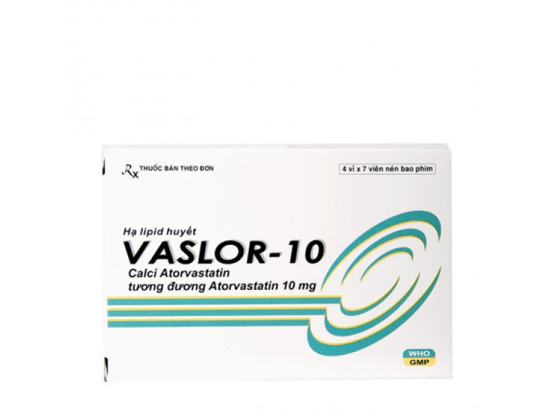 Thuốc điều trị mỡ máu Vaslor 10mg (4 vỉ x 7 viên/hộp)
